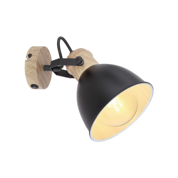 Globo 54018-1S Wandleuchte Wiho 1x40W | E27 - schwarz, Holz
