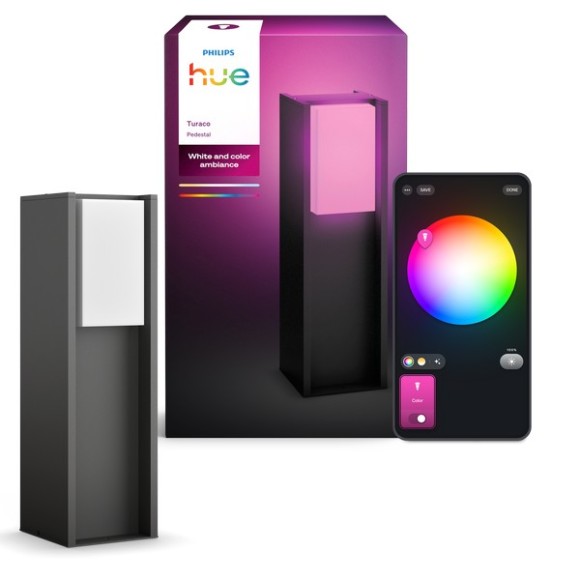 Philips Hue  8721103118455 LED Wegeleuchte Turaco  | 8W integrierte LED-Quelle | 1100lm | 2000-6500K | rgb - farbig | Dimmer | anthrazit