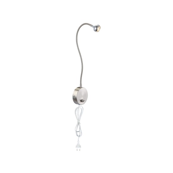 Globo 24109W LED-Wandleuchte Serpent 1x3W | 150lm | 3000K - flexibler Arm, Schalter am Gehäuse, Nickel