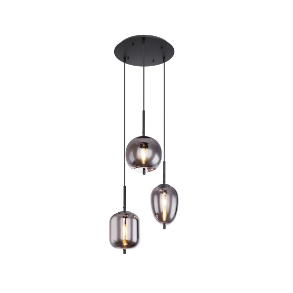 Globo 15345-3 Pendel-Deckenleuchte Blacky 3x40W | E14 - schwarz, rauchfarben