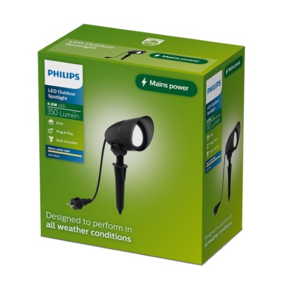 Philips 8721103104991 LED Erdspießleuchte Cylr  | 5W integrierte LED-Quelle | 350lm | 2700K | schwarz