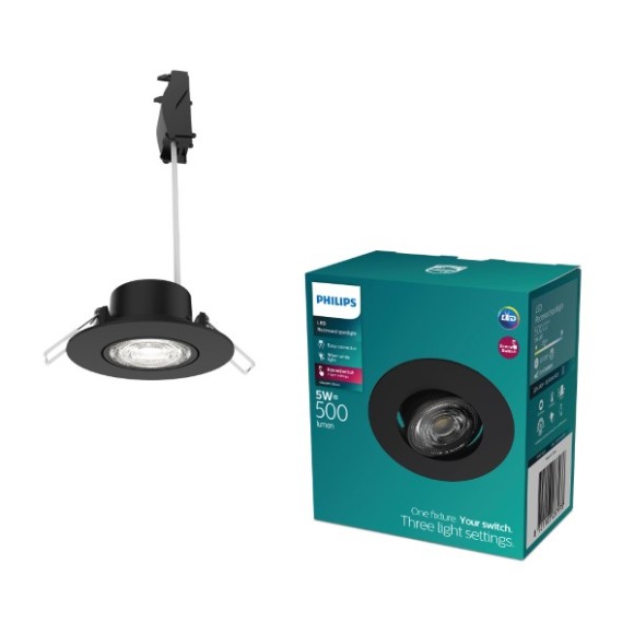 Philips 8721103037978 LED Einbauleuchte Cilantro  | 5W integrierte LED-Quelle | 500lm | 2700K | schwarz