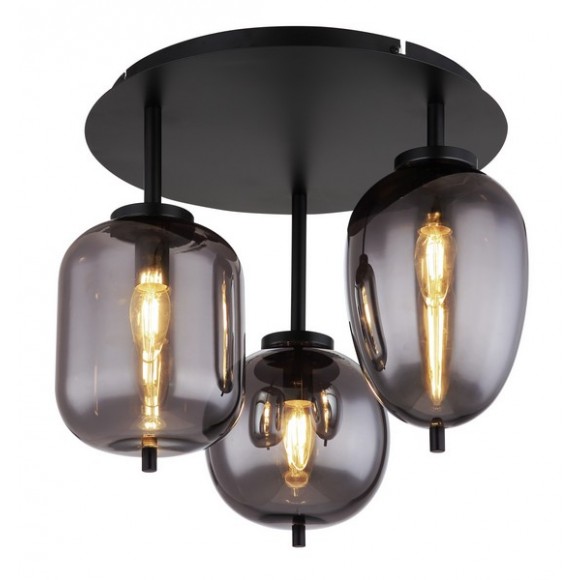 Globo 15345-3D Deckenleuchte Blacky I 3x40W | E14 - schwarz, rauchfarben