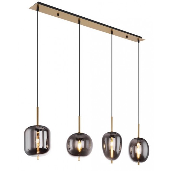 Globo 15345-4MM Pendel-Deckenleuchte Blacky I 4x40W | E14 - Schwarz, Messing, Rauch