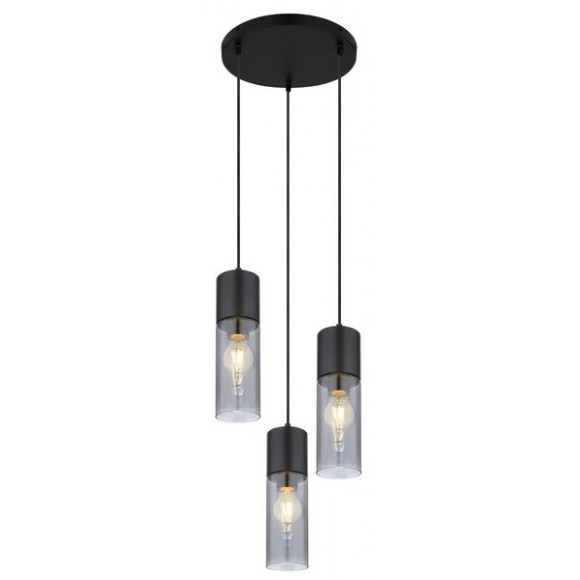 Globo 21000-3HB Pendel-Deckenleuchte Annika 3x25W | E27 - schwarz, rauchfarben