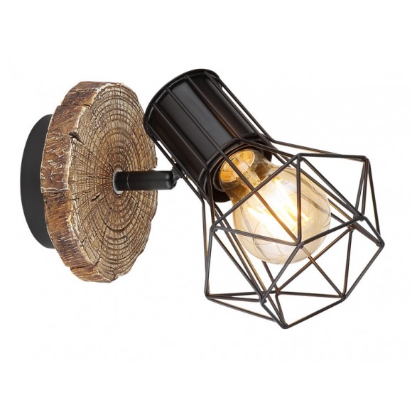 Globo 54017W-1 Wandleuchte Priska 1x60W | E27 - schwarz, Holz