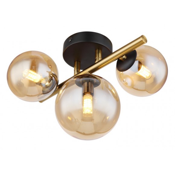Globo 56135-3W LED-Deckenleuchte Riha 3x3W | G9 | 240lm | 3000K - Schwarz, Messing, Bernstein
