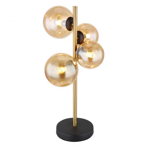 Globo 56135-4T LED-Tischleuchte Riha 4x3W | G9 | 320lm | 3000K - schwarz, messing, bernsteinfarben