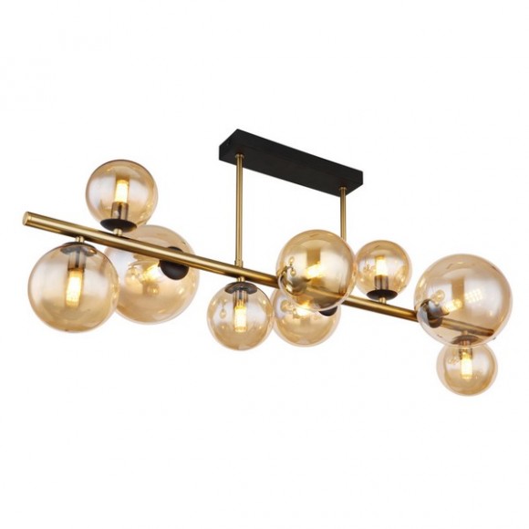 Globo 56135-9D LED-Deckenleuchte Riha 9x3W | G9 | 720lm | 3000K - Schwarz, Messing, Bernstein