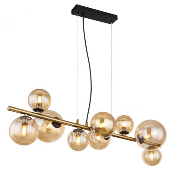 Globo 56135-9H LED-Deckenpendelleuchte Riha 9x3W | G9 | 720lm | 3000K - schwarz, , messing, bernstein