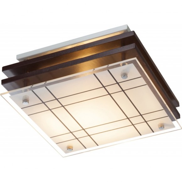 Globo 48089 Deckenleuchte Kadavu 1x60W | E27 - Holz, satiniertes Glas