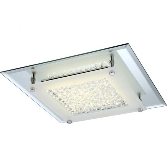 Globo 49301 LED Aufbauleuchte Liana 1x17W | 1460lm | 4000K - chrom, Kristall, transparent, Glas poliert