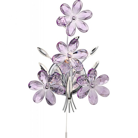 Globo 5147 Wandleuchte Purple 1x40W | E14 - chrom, Acryl-Kristalle, violett