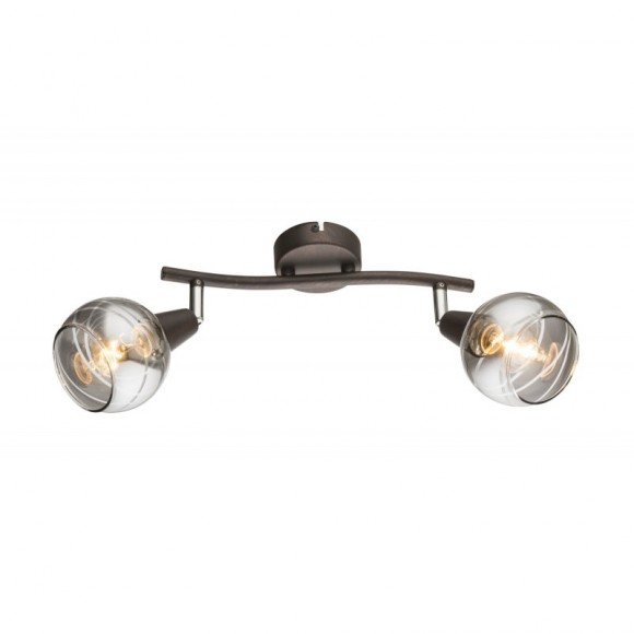 Globo 54347-2 Wand- oder Decken- und Spotleuchte Isla 2x4W | E14 LED | 196L | 3000K - inklusive Leuchtmittel, Schwanenhals, bronze