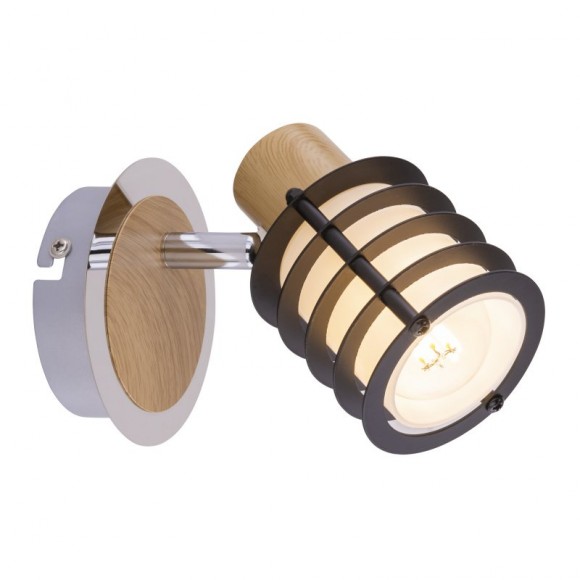 Globo 54816-1 Wandleuchte Ricci 1x40W | E14 - chrom, Holz, schwarz