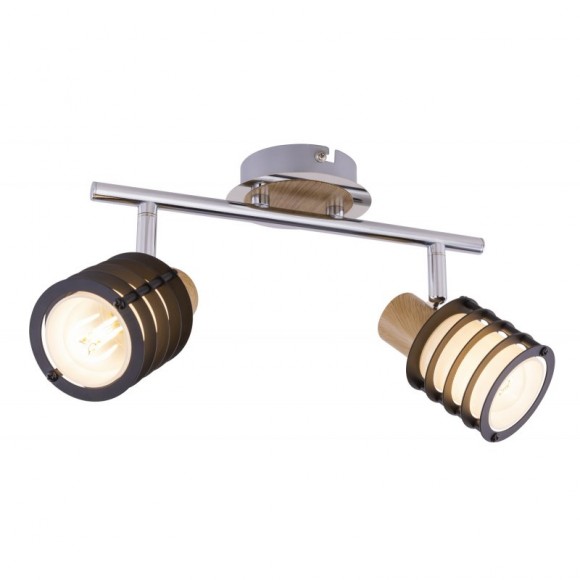 Globo 54816-2 Decken- oder Wandleuchte Ricci 2x40W | E14 - chrom, Holz, schwarz