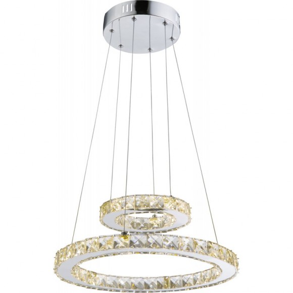 Globo 67037-24A LED Hängeleuchte Deckenleuchte Marilyn I 1x24W | 1570lm | 4000K - chrom, Kristall, transparent