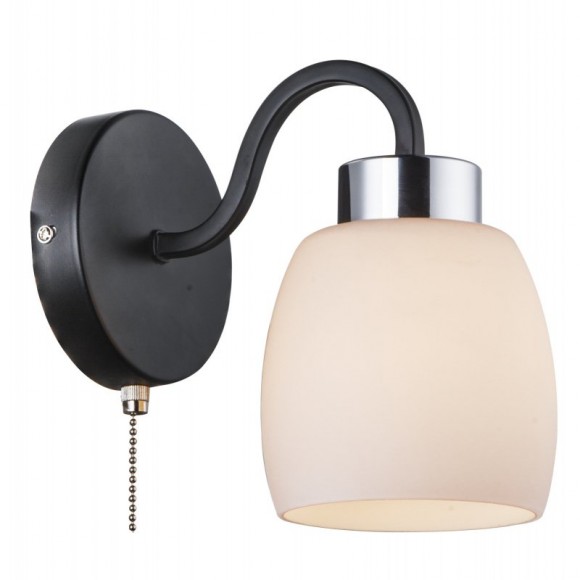 Globo 69018W Wand- und Spotleuchte Pessoa IV 1x40W | E27 - Zugschalter, schwarz, opal, chrom