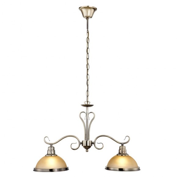 Globo 6905-2 Pendelleuchte Sassari 2x60W | E27 - Messing, Bernstein