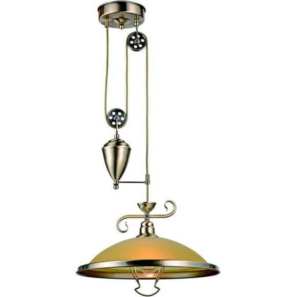 Globo 6905Z Pendelleuchte Sassari 1x60W | E27 - Messing, Bernstein