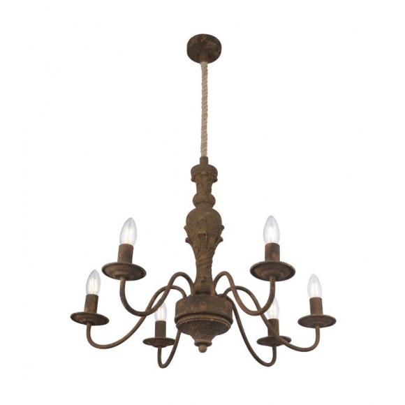 Globo 15262-6 Pendelleuchte Rea 6x40W | E14 - Rost