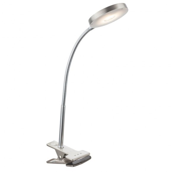 Globo 24122K LED Klemmleuchte Deniz 1x5W | 350L | 3000K - Schalter, flexibler Arm, matt, Nickel, chrom