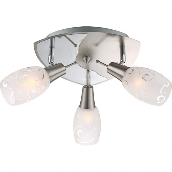 Globo 54984-3 Spotleuchte Deckenleuchte Florita 3x40W | E14 - satiniertes Glas, chrom