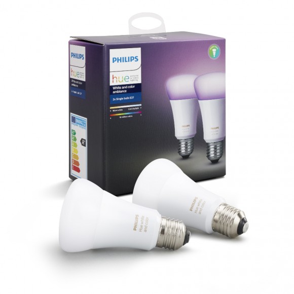 Philips Hue 8718696729052 2x 9,5W LED Lampe | E27 | 2200-6500K | RGB - White and Color Ambiance