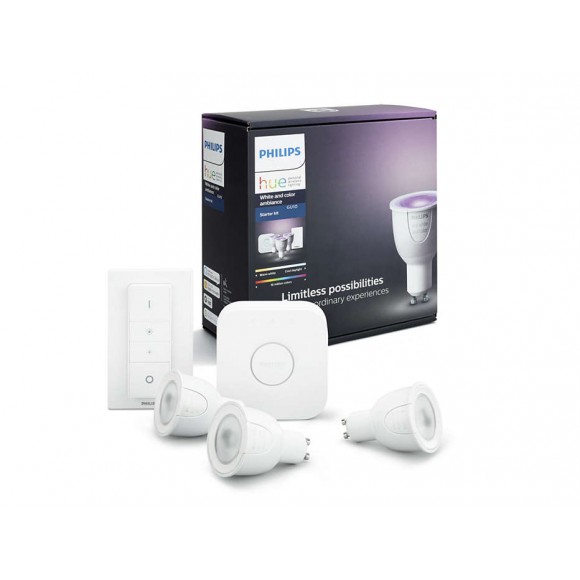 Philips Hue 8718696748930 LED Lampe mit Fernbedienung 1x6,5W | GU10 | 200-6500K - White and Color Ambiance