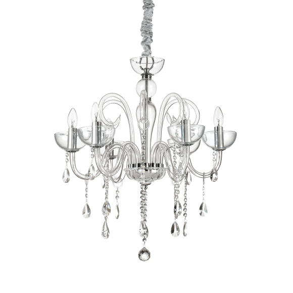 Ideal Lux 027623 Pendelleuchte 6x40W Canaletto transparente | E14 - grau