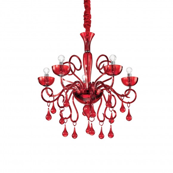 Ideal Lux 073453 Pendelleuchte 5x40W Rosso | E14 - rot