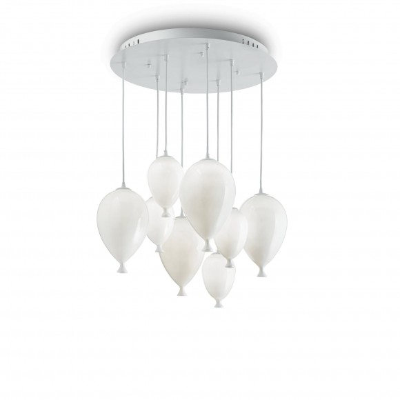 Ideal Lux 100883 Kinder Hängeleuchte 8x40W Clown Bianco | G9 - weiß