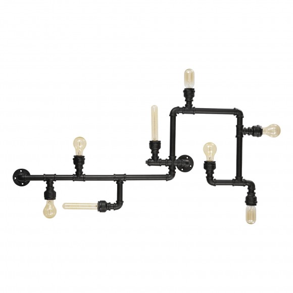 Ideal Lux 136714 Wandleuchte Plumber 8x40W| E27 - schwarz