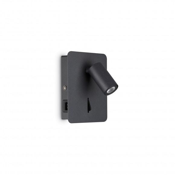 Ideal Lux 239644 Wandleuchte mit Schalter Gea 1x3W | 3000K - schwarz, flexibler Kopf