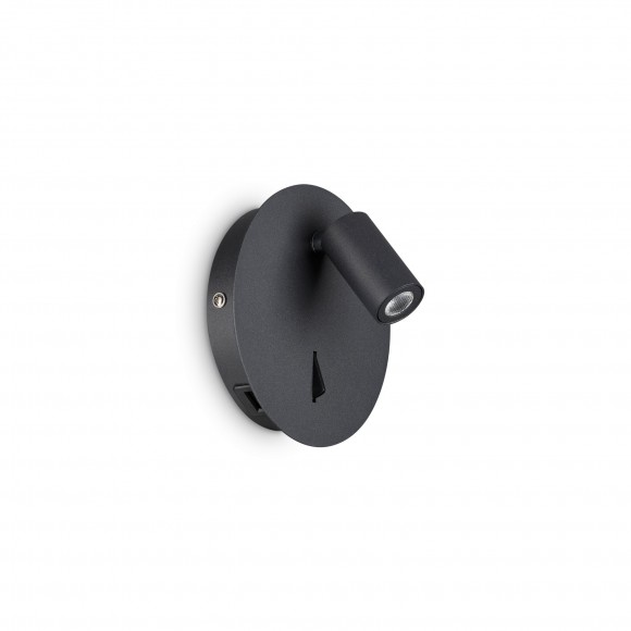 Ideal Lux 239699 Wandleuchte mit Schalter Gea 1x3W | 3000K- schwarz, flexibler Kopf