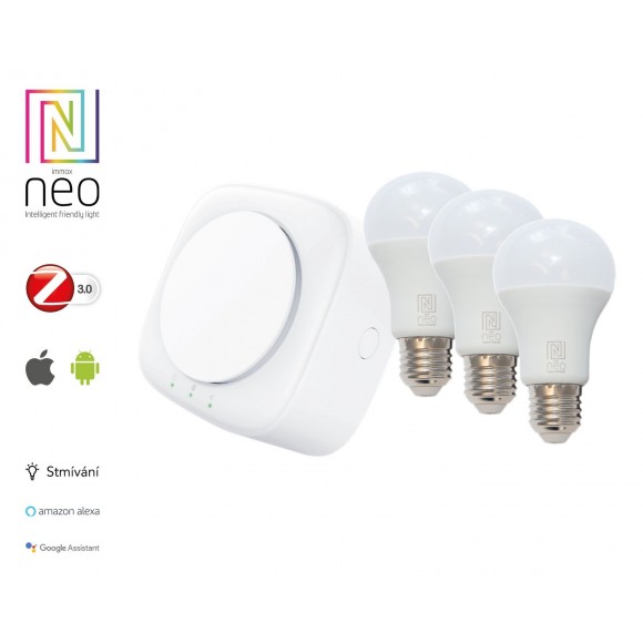 Immax Neo 07043F Set Lampen und Bridge Smart Tender 3x8,5W | E27 - ZigBee 30, dimmbar