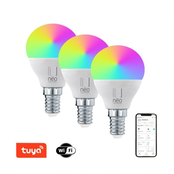 Immax 07745C LED Smart 1x6W | E14 | 470lm | 2700-6500K | RGB - 3er Set, dimmbar, WIFi, Tuya, weiß