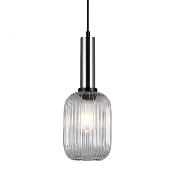 Italux PND-5588-1M-SC + CL Pendelleuchte Antiola 1x40W | E27 - Nickel, satiniert, transparent