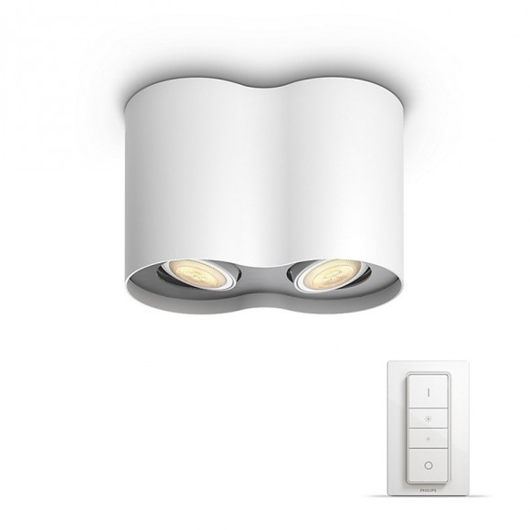 Philips Hue 56332/31/P7 LED Decken- und Spotleuchte Pillar 2x5,5W | 2200-6500K - White Ambiance