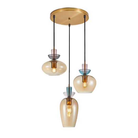 Italux PND-31882-3A-GD-AMB Pendelleuchte Fanda | 40W E27 | gold | rosa