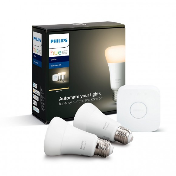 Philips Hue 8718696785218 Starter Kit 2x LED Lampe + Bridge 1x9W | E27 - Bluetooth weiß