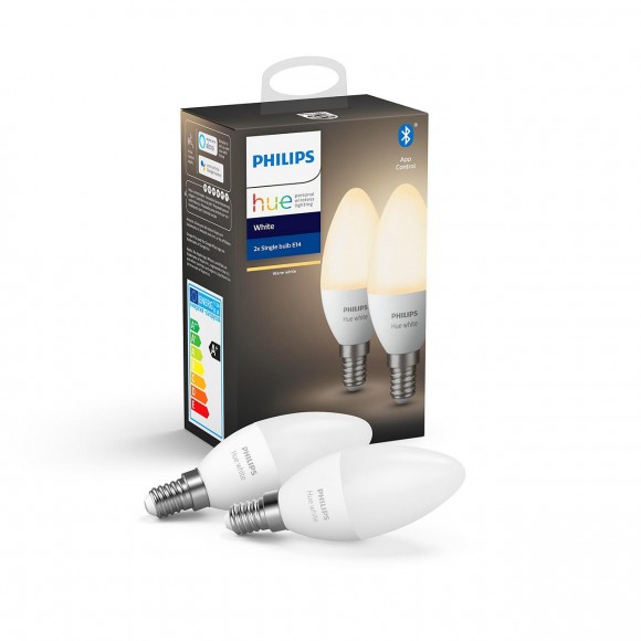 Philips Hue 8718699671273 Kit 2x LED Lampe 1x5,5W | E14 - Bluetooth, weiß, Form Kerze