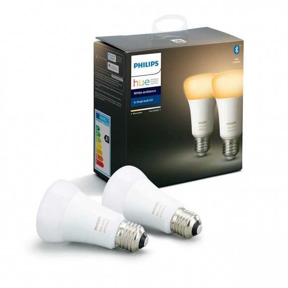 Philips Hue 8718699673369 Kit 2x LED Lampe 1x9,5W | E27 | 2200-6500K - Bluetooth, White Ambiance
