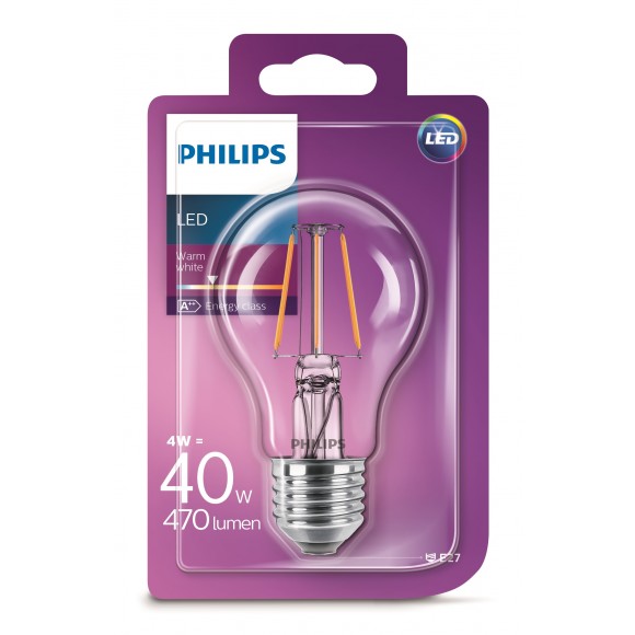 Philips 101383401 LED Lampe Classic 1x4W | E27 | 2700K