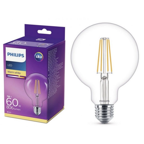 Philips 8718696742457 LED Lampe Classic Globe 1x7W | E27 | 2700K