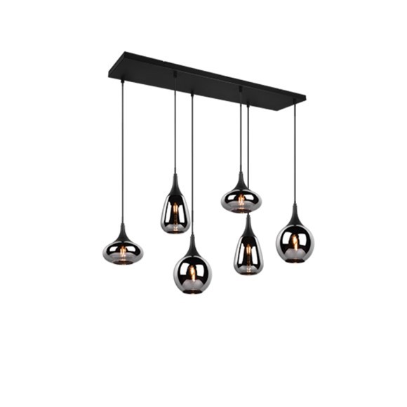 Trio 317000632 Pendelleuchte Lumina 6x40W | E14 - höhenverstellbar, schwarz, chrom