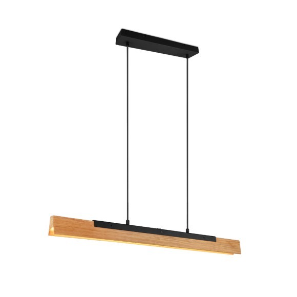 Trio 341610132 Kerala LED-Pendelleuchte 1x25W | 3000lm | 3000K - 4-Phasen-Touchdimmer, höhenverstellbar, schwarz, Holz