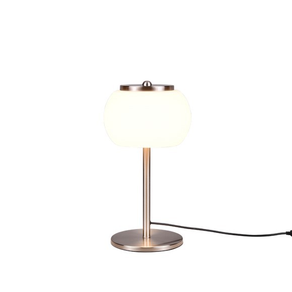 Trio 542010107 LED-Tischleuchte Madison 1x8W | 800lm | 3000K - 4 Dimmstufen mit Schalter/Kabelschalter, Nickel matt, weiß