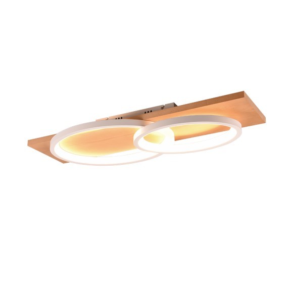 Trio 641110231 LED-Deckenleuchte Barca 1x30W | 3500lm | 3000K | IP20 - 3 Stufen Dimmschalter, Holz, mattweiß