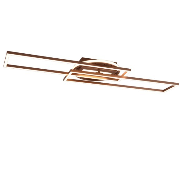 Trio R67183165 LED-Deckenleuchte Twister 1x30W | 4500lm | 2700-6000K | IP20 - integrierter Dimmer, stufenlos einstellbare Lichtfarbe, Memory-Funktion, Fernbedienung, drehbare Arme, 3-stufige Dimmung über Schalter, Kaffee